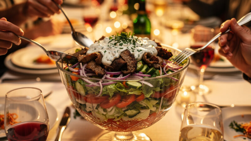 Sałatka gyros – przepis tradycyjny na imprezę