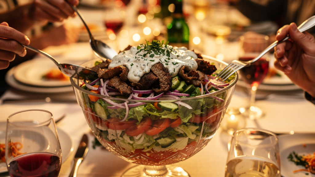 Sałatka gyros – przepis tradycyjny na imprezę